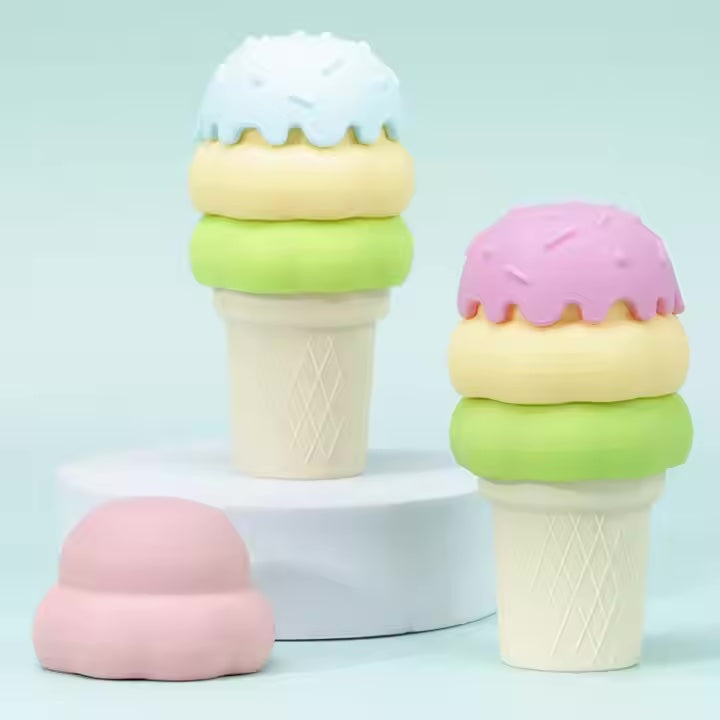 4-Piece Silicone Ice Cream Bath Toys: Mix, Match & Entertain!