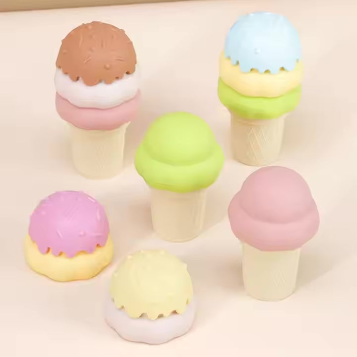 4-Piece Silicone Ice Cream Bath Toys: Mix, Match & Entertain!